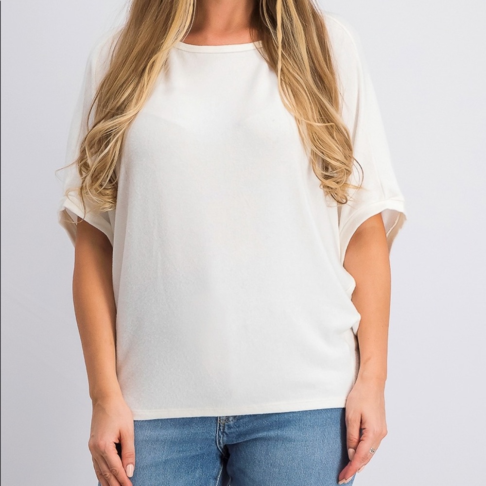 Michael Stars Verna Dolman Sleeve Shirt White